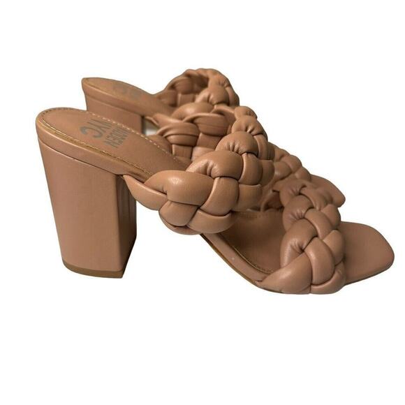 Madden NYC Camel Braided Cushion High Heel Sandals Size 7 Square Toe 3 3/4 Inch - Picture 3 of 8